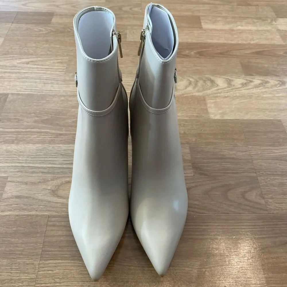 Calvin Klein Women’s Vivera Buckle Strap Stiletto Dress Booties Ivory 10M NIB - Picture 5 of 10